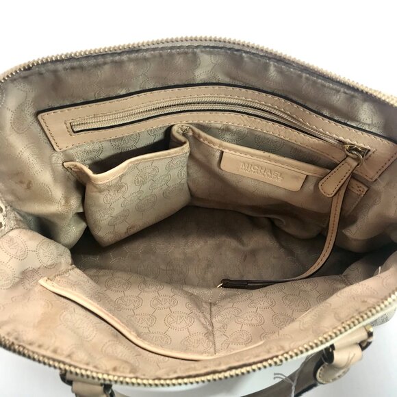 Michael Kors Cindy Vanilla Monogram Dome Satchel - Picture 11 of 12